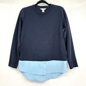 Athleta Gallery 2.0 Pullover Work Travel Long Sleeve Layer Top Shirt Blue Small
